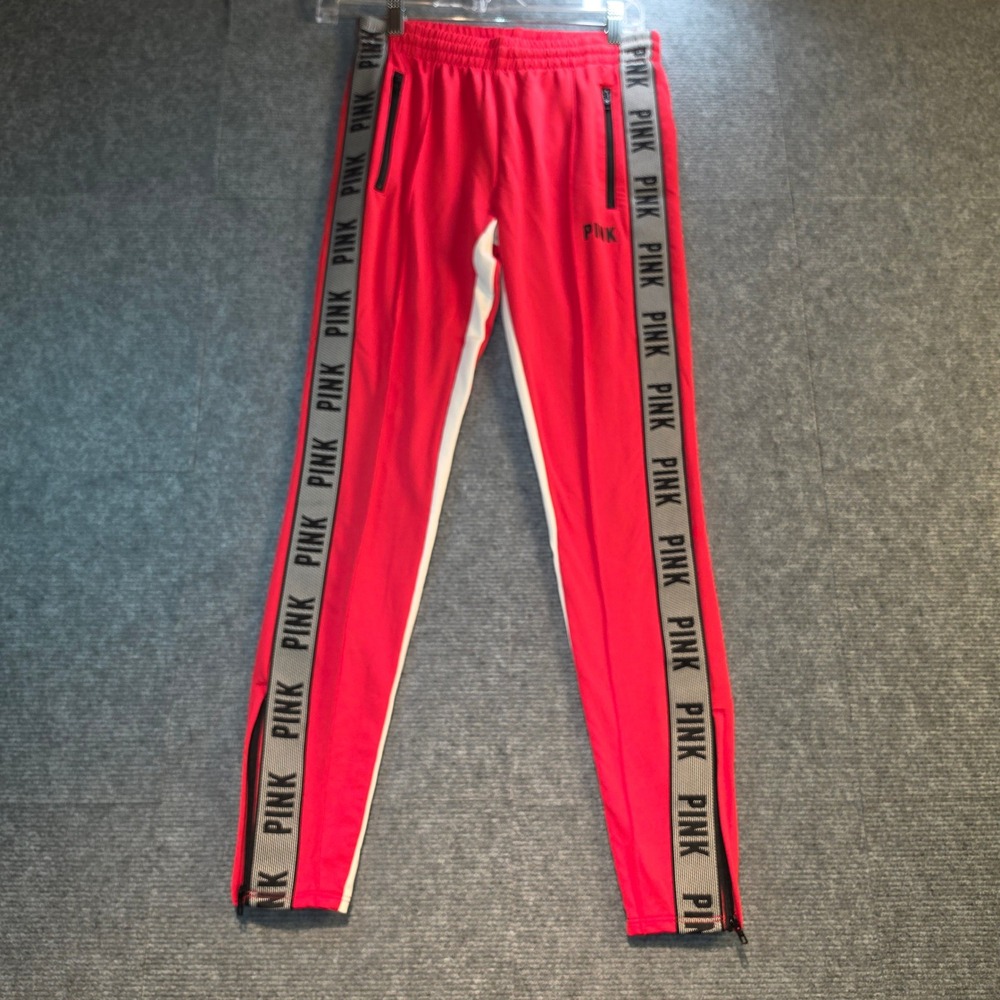 PINK Victoria's Secret Track Pants Womens XS Red Excellent Logo Side Stripe